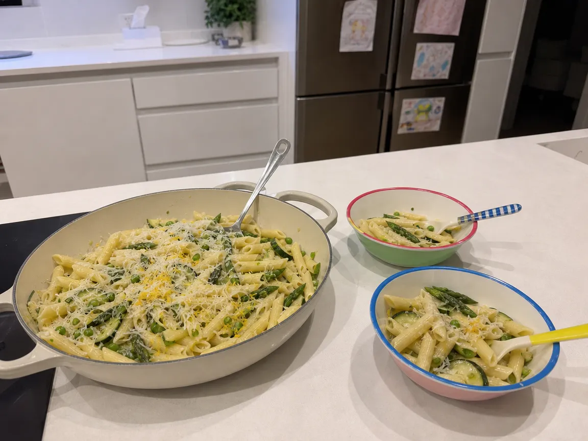 25-min pasta primavera (voorbeeldfoto)