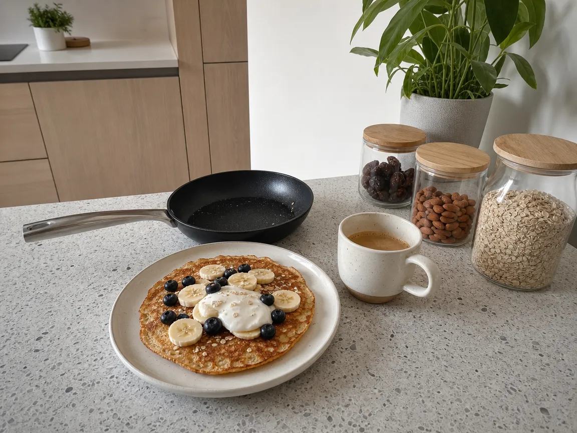 Banaan-haver pannenkoek (voorbeeldfoto)