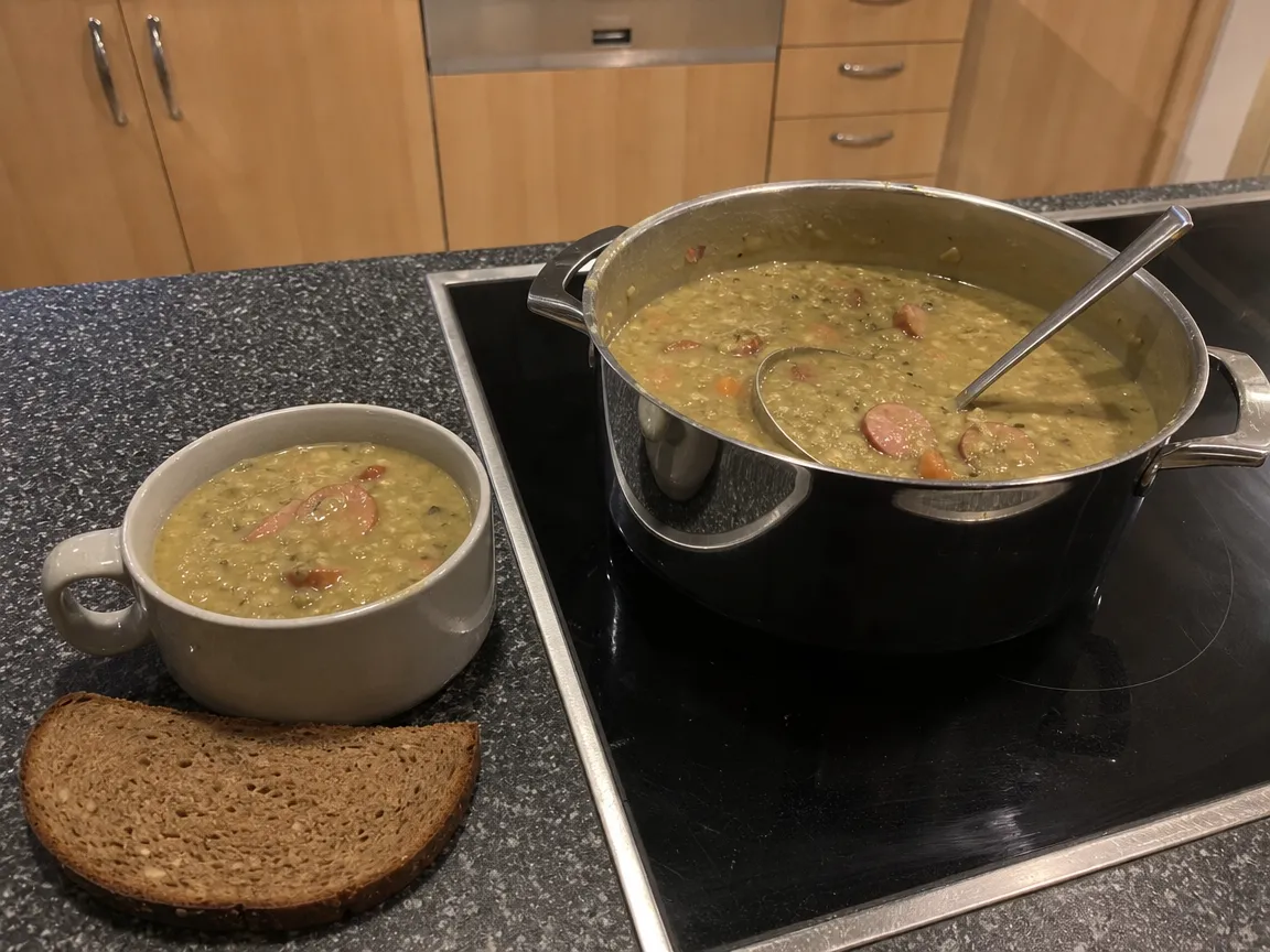 Erwtensoep met snert (voorbeeldfoto)