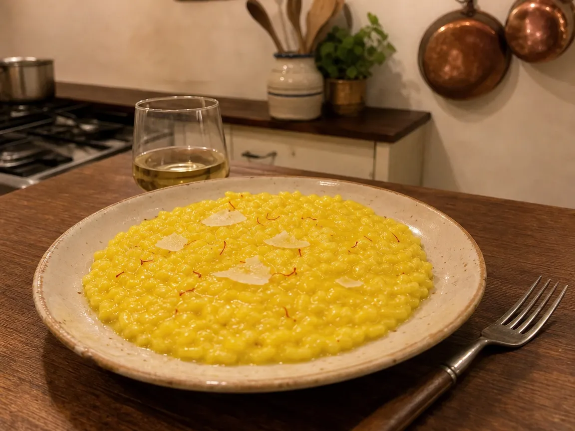 Risotto Milanese met saffraan (voorbeeldfoto)
