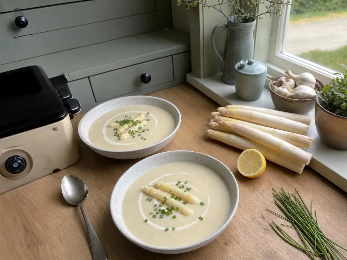 Romige asperge-velouté (voorbeeldfoto)