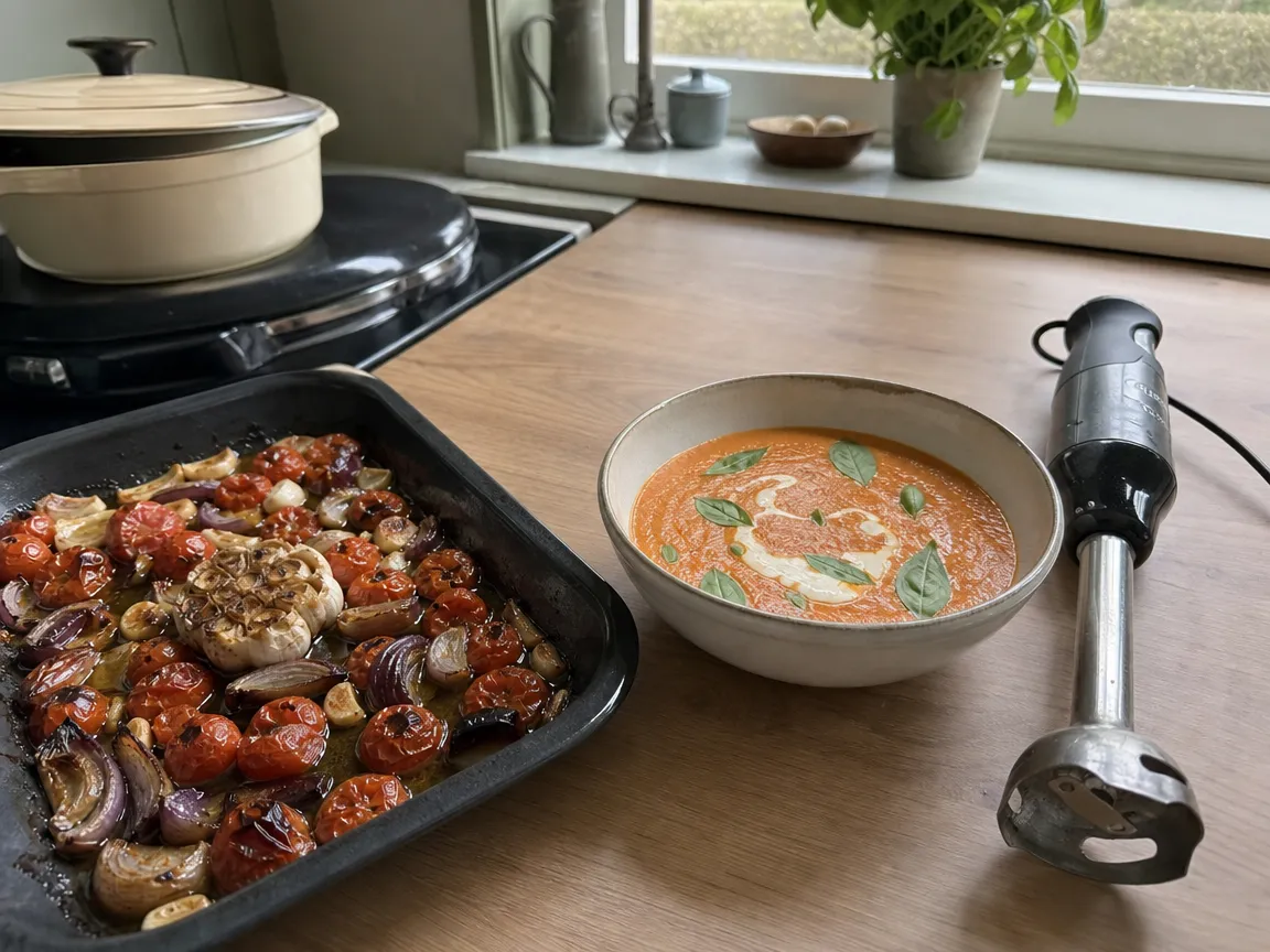 Tomatensoep van verse tomaten (voorbeeldfoto)