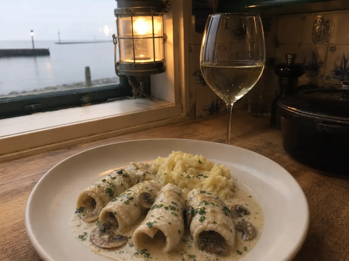 Tongrolletjes in roomsaus (voorbeeldfoto)